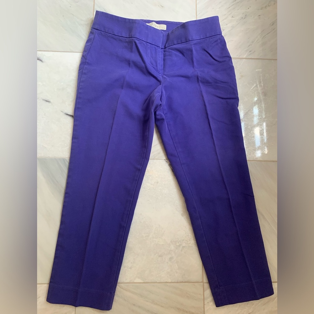 TAYLOR LOFT Marisa Blue Cotton Cropped Marisa Casual Pants Size 4 Petites